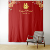 Rood-Chinese oranje theeplechtigheid Wandkleed (In situ)