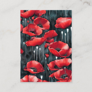 Rood Chroom Zwart Ink Flow Poppies 3D Bloemen 8k R Visitekaartje