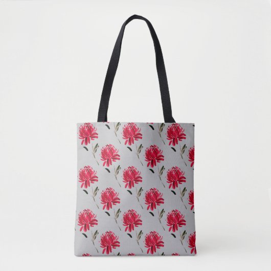 rood-chrysant bloemontwerp tote bag (Voorkant)