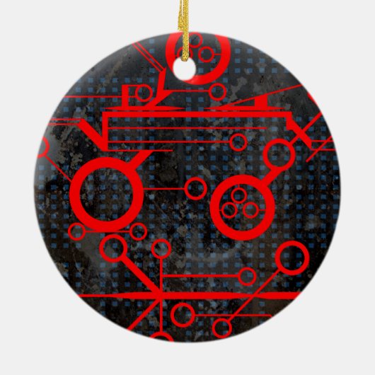 rood circuit keramisch ornament (Achterkant)