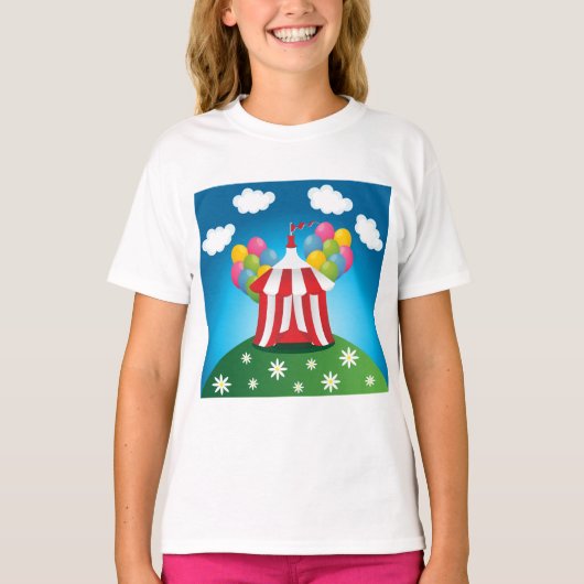 Rood Circus Tent Meisjes T-shirt (Voorkant)