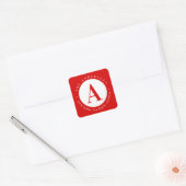 Rood | Cirkel Monogram Retouradres Vierkante Sticker (Envelop)