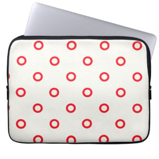 Rood cirkelvormig puntrorontwerp laptop sleeve