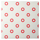 Rood cirkelvormig puntrorontwerp tegeltje (Voorkant)