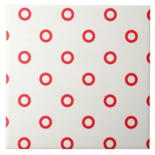 Rood cirkelvormig puntrorontwerp tegeltje (Voorkant)