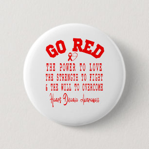 Rood Citaat Ribbon Heart Disease Awareness Maand Ronde Button 5,7 Cm
