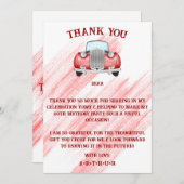 Rood Classic Retro Auto Aquarel Bedankkaart (Voorkant / Achterkant)