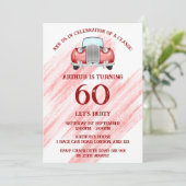 Rood Classic Retro Auto  Aquarel Kaart (Staand voorkant)