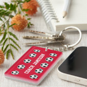 Rood, coach of afspeelapparaat, naam, Voetbal Sleutelhanger (Voorkant Rechts)