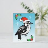 Rood-Cockaded de Kerstman van de Specht Feestdagenkaart (Staand voorkant)