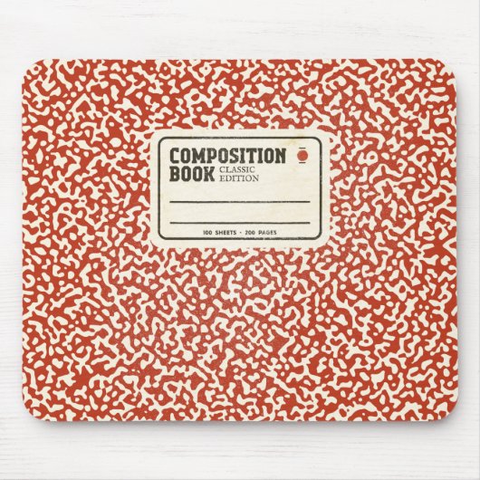 Rood Compositie Notitieboek met Label Muismat (Voorkant)