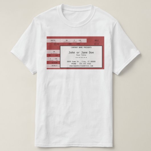 rood concertkaartje t-shirt (Design voorkant)