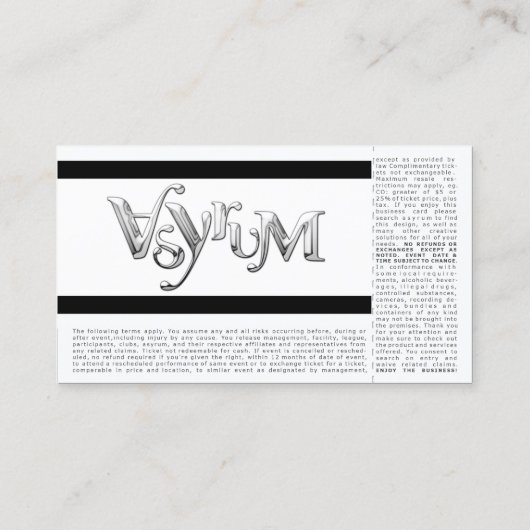 rood concertkaartje visitekaartje (Achterkant)