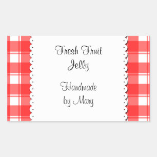 Rood controleert witte dagelijkse aangepaste Stick Rechthoekige Sticker