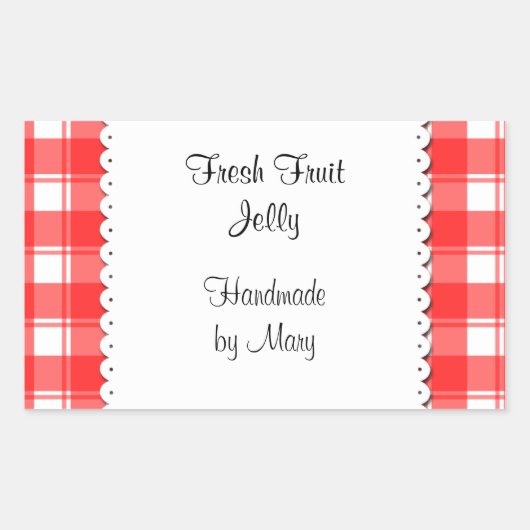 Rood controleert witte dagelijkse aangepaste Stick Rechthoekige Sticker (Voorkant)