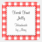 Rood controleert witte dagelijkse aangepaste Stick Vierkante Sticker (Voorkant)