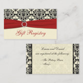Rood, Cream en Zwart Damask Gift Registry Kaart (Voorkant / Achterkant)