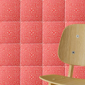 Rood Cream Kaleidoscopisch geometrisch patroon Tegeltje