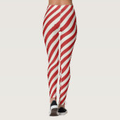 Rood & Crème Beige Witte Streep Kerstvakantie Leggings (Achterkant)