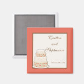 Rood/Creme Bruiloft Taart Magneet Favor (Voorkant / Achterkant)