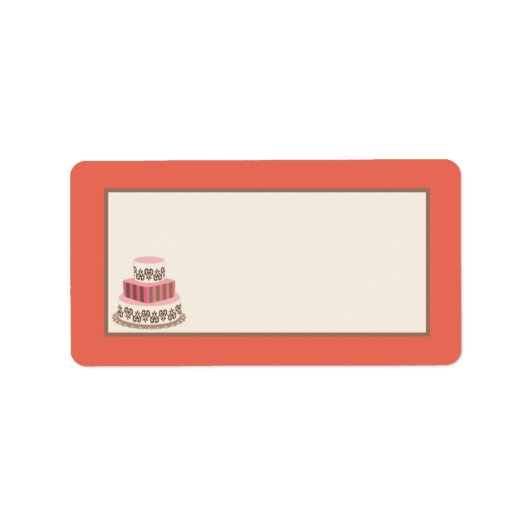 Rood/Creme Bruiloft Taart Mailing Adres Etiket (Voorkant)