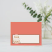 Rood/Creme Bruiloft Taart Plaats Kaart (Staand voorkant)