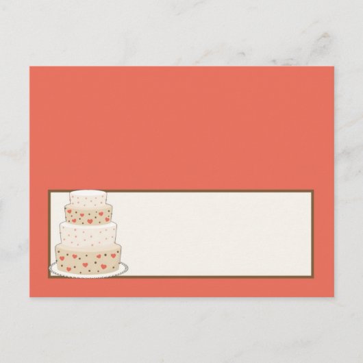 Rood/Creme Bruiloft Taart Plaats Kaart (Voorkant)