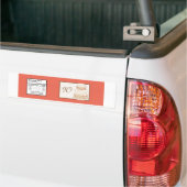 Rood/Creme Bruiloft Taart Water Flesje Label Bumpersticker (Op Truck)
