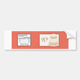 Rood/Creme Bruiloft Taart Water Flesje Label Bumpersticker