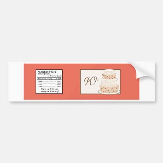 Rood/Creme Bruiloft Taart Water Flesje Label Bumpersticker (Voorkant)