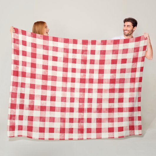 Rood Crème Plaid Strepen Verjaardag Fleece Deken (In situ)