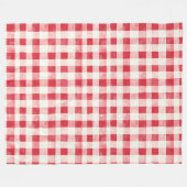 Rood Crème Plaid Strepen Verjaardag Fleece Deken (Voorkant (Horizontaal))