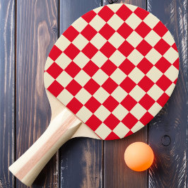 Rood & Crème Schakerbordruit Tafeltennisbatje