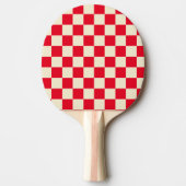 Rood & Crème Schakerbordruit Tafeltennisbatje (Voorkant)
