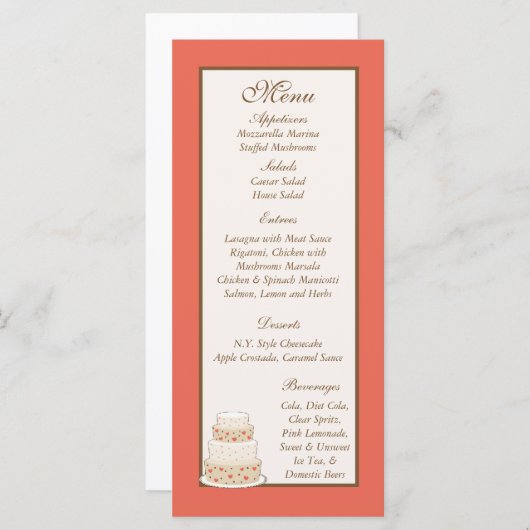 Rood/Creme Trouwtaart Menu Labels (Voorkant / Achterkant)