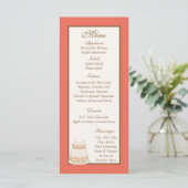 Rood/Creme Trouwtaart Menu Labels (Staand voorkant)