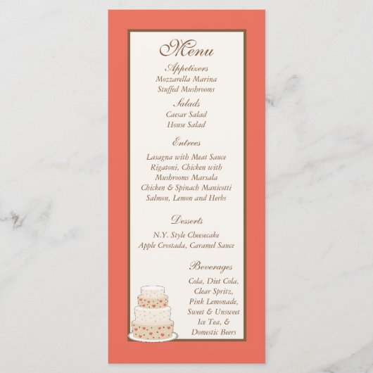 Rood/Creme Trouwtaart Menu Labels (Voorkant)