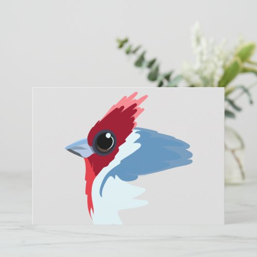 Rood-Crested Cardinaal Bird Kaart (Staand voorkant)