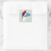 Rood-Crested Cardinaal Bird Vierkante Sticker (Tas)