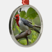 Rood-crested Kardinaal Metalen Ornament (Rechts)
