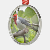 Rood-crested Kardinaal Metalen Ornament (Links)