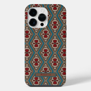 Rood Cyaan Koper Azulejos Tegel Elegantie Naam iPhone 14 Pro Max Hoesje