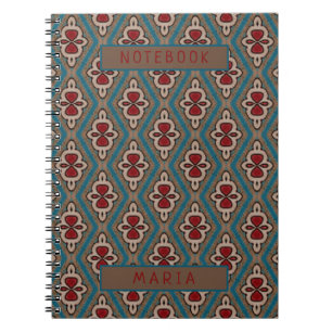 Rood Cyaan Koper Azulejos Tegel Elegantie Naam Notitieboek