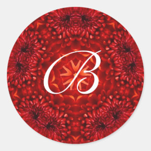 ROOD DAHLIA MONOGRAM RONDE STICKER