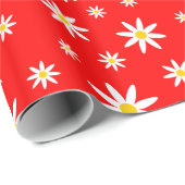 Rood Daisy Wrapping Papier (Rol Hoek)