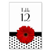 Rood Daisy Zwart Wit Polka Dot Bruiloft Kaart (Achterkant)