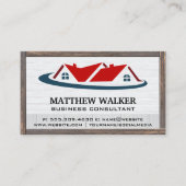 Rood Dak Home Logo | Houten Frame Visitekaartje (Voorkant)