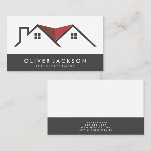 rood dak | residentieel | makelaar in onroerend go visitekaartje (Voorkant / Achterkant)
