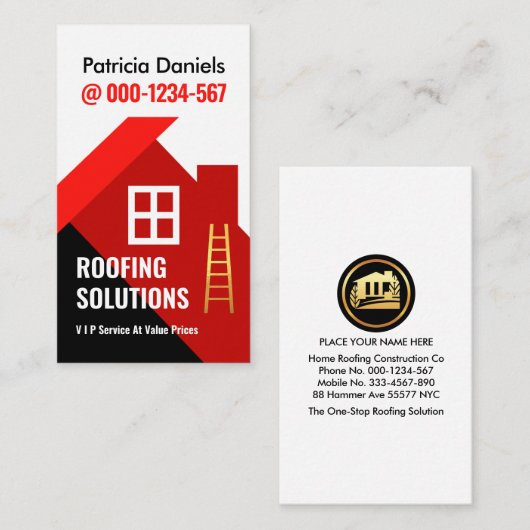 Rood dak van het gebouw visitekaartje (Voorkant / Achterkant)
