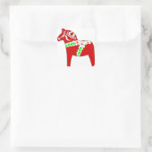 Rood Dalarna Paard Vierkante Sticker (Tas)
